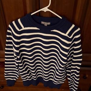 J. Crew Blue and White Wave Pattern Sweater